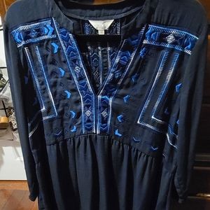 Embroidered Navy top